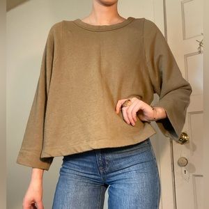 Madewell Cropped Green Boxy Sweatshirt